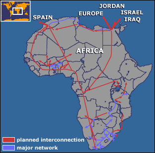 Africa electricity grid map