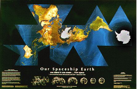 Our Spaceship Earth Satellite Self Portrait Dymaxion Map -- spectacular -- must be seen -- a truly stunning, cloud-free image of our world