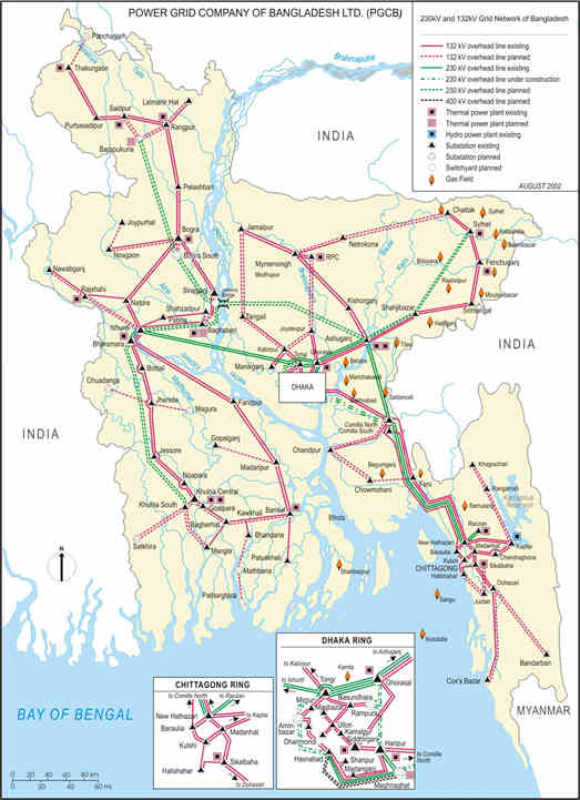 Bangladesh energy grid map