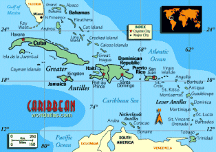 Map of the Caribbean.  Having problems contact our National Energy Information Center on 202-586-8800  for help.