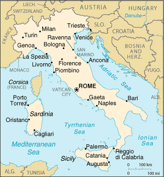 Map of Italy. Having problems, call our National Energy Information Center on 202-586-8800 for help.