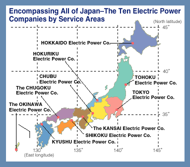 Map of Japanese Electricity Grid - Japan - National Energy Grids - Library - GENI - Global 