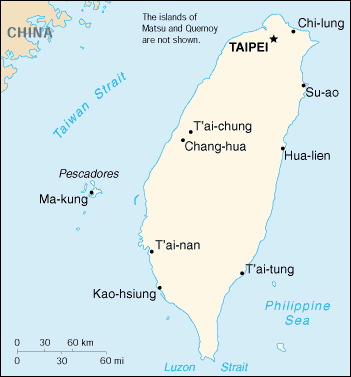 Map of Taiwan.  Having problems?  Contact our National Energy Information Center at (202) 586-8800 for assistance.