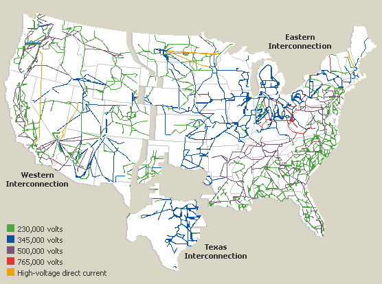 United States of America Energy Grid Map