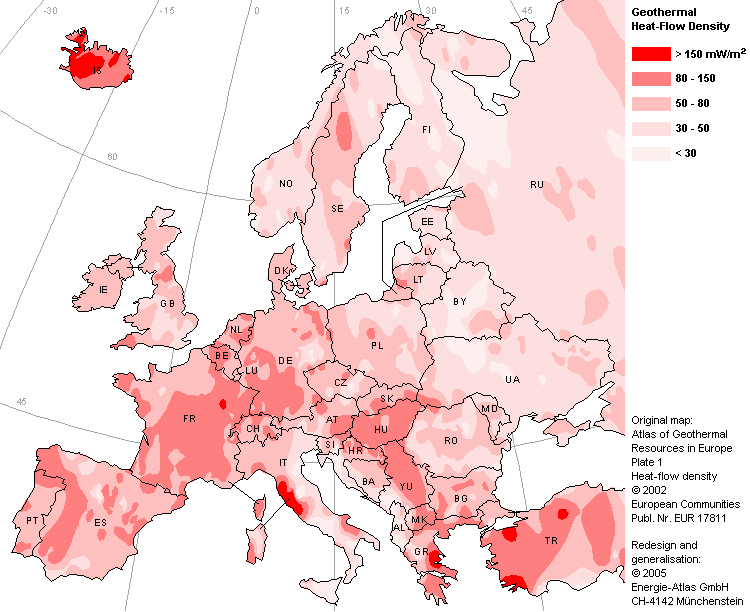 Geothermal Heat-Flow Density europe