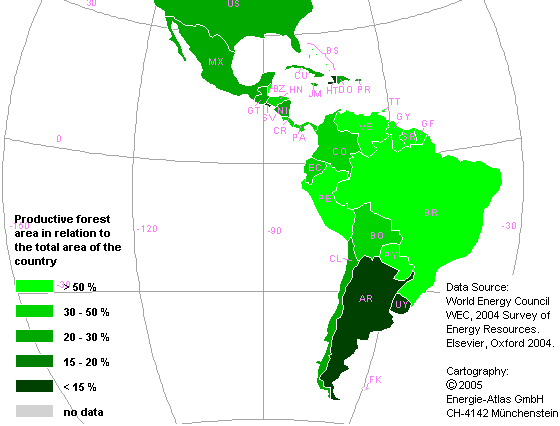 productive forest area latin america